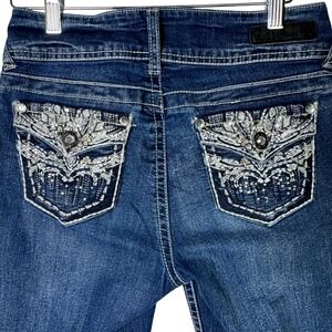 Wallflower Womens Size‎ 1 Capri Jeans Blue Embellished Sequin Pocket Stretch Y2K